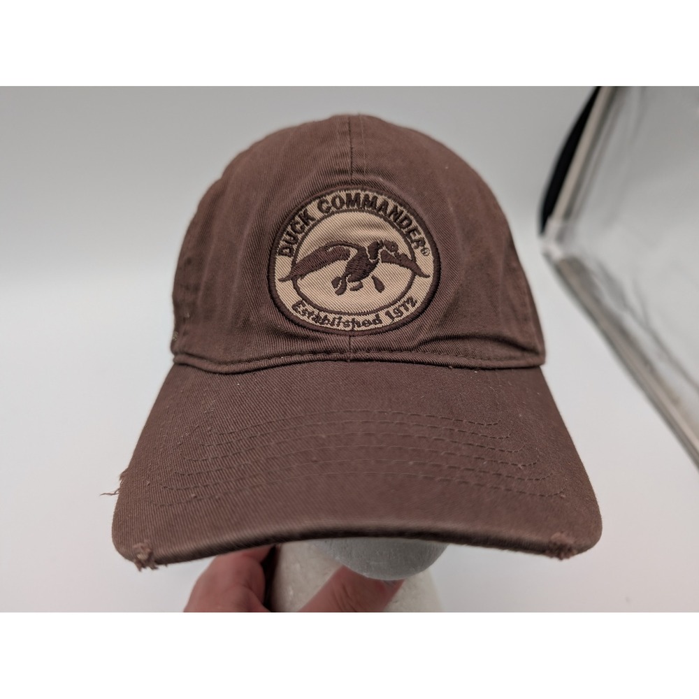 Duck Commander Mens Brown Distressed Arise Kill Eat Adjustable Baseball Hat Cap